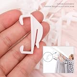 kuou 50 Pcs Curtain Hooks White Plastic Gliders for Track Rail Sliding view 4