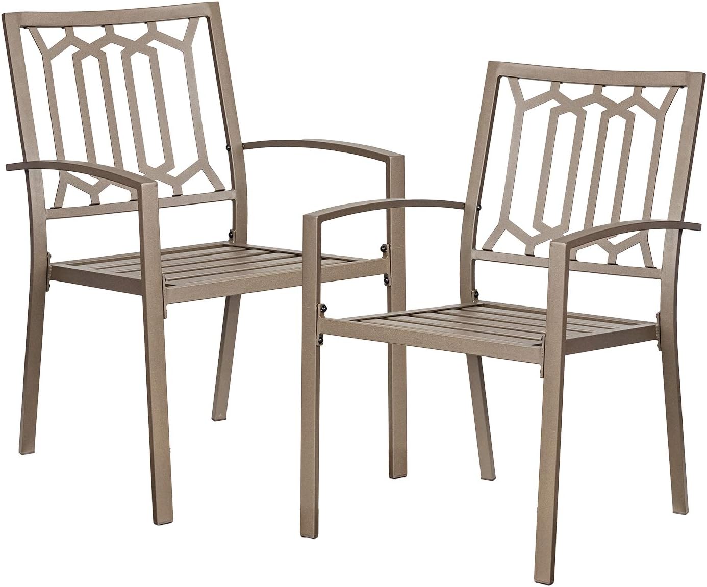 Outdoor Dining Chairs Metal Patio Bistro Stackable Chairs Set of 2 for Garden Backyard Lawn Deck