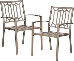 Outdoor Dining Chairs Metal Patio Bistro Stackable Chairs Set of 2 for Garden Backyard Lawn Deck