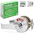 VIZILOK Commercial Door Lock for Bathroom Privacy, Heavy-Duty Vacant Occupied Indicator in Satin Chrome, ANSi Grade2, Perfect for Restaurants, Medical Offices, Airbnb, Dorms, Gyms, Fitting Rooms