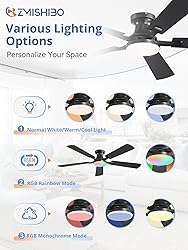ZMISHIBO 52 Inch RGB Ceiling Fan with