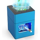 VTAR Aluminum Smokeless Ashtray Indoor with Lighter, Rechargeable, Blue | Cigarette Ash Tray Replaceable HEPA Filter, Windproof Smoke Catcher for Outdoor, Car, Quiet Fan Suck Smoke, Gift for Smokers