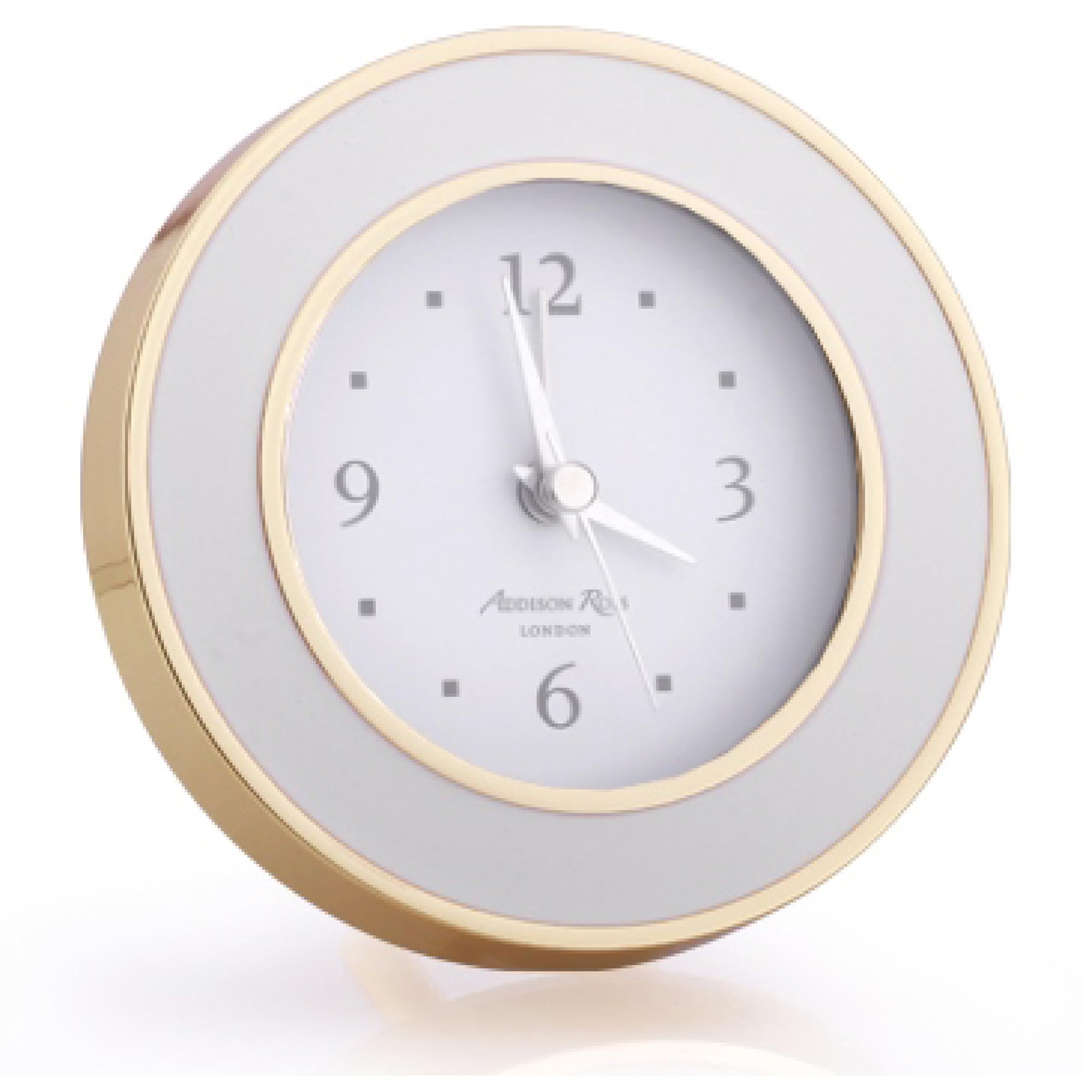 Addison Ross Battery Alarm Clock – Silent Sweep – Compact & Stylish – Alarm Clock Bedside – Velvet-Backed Design/Home & Office Decor – Stone Chiffon & Gold