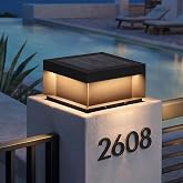 VZVI 11.8'' Solar Post Lights Outdoor, Square Solar Pillar Lights Outdoor | Square Large Column Light Dusk to Dawn, 2800K LED Column Lamp IP54 Waterproof, Modern Pillar Light Fixture for Entrance Posts