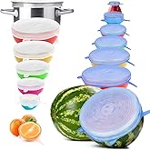 Silicone Stretch Lids, 14 PCS 7 Sizes Reusable Bowl Covers for Food Storage | Food-Grade Stretchable Silicone, Airtight Leakproof, Microwave Dishwasher Freezer Safe, Fits Cans, Jars, Cups, Fruit, Veggies