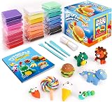 SAGO BROTHERS Air Dry Clay 24 Colors 3 Tools 72 Page Tutorial Booklet Gift Box