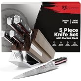 Dalstrong 5-Pc Japanese Knife Block Set - 66-Layer Damascus AUS-10V | 8-12&deg; Edge - Chef - Santoku - Utility - Bread - Paring Knives - For Serious Home Cooks - Culinary Gift Set
