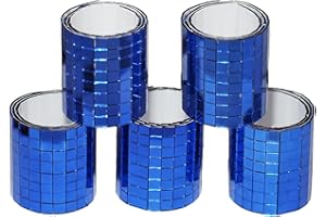 Yeehlmer Glass Mirror Disco Tiles 2400Pcs, 5 x 5 mm Self-Adhesive Mirror Tiles for Craft Decoration Disco Ball, Mini Mosaic Tiles for Party Decor DIY(Blue)
