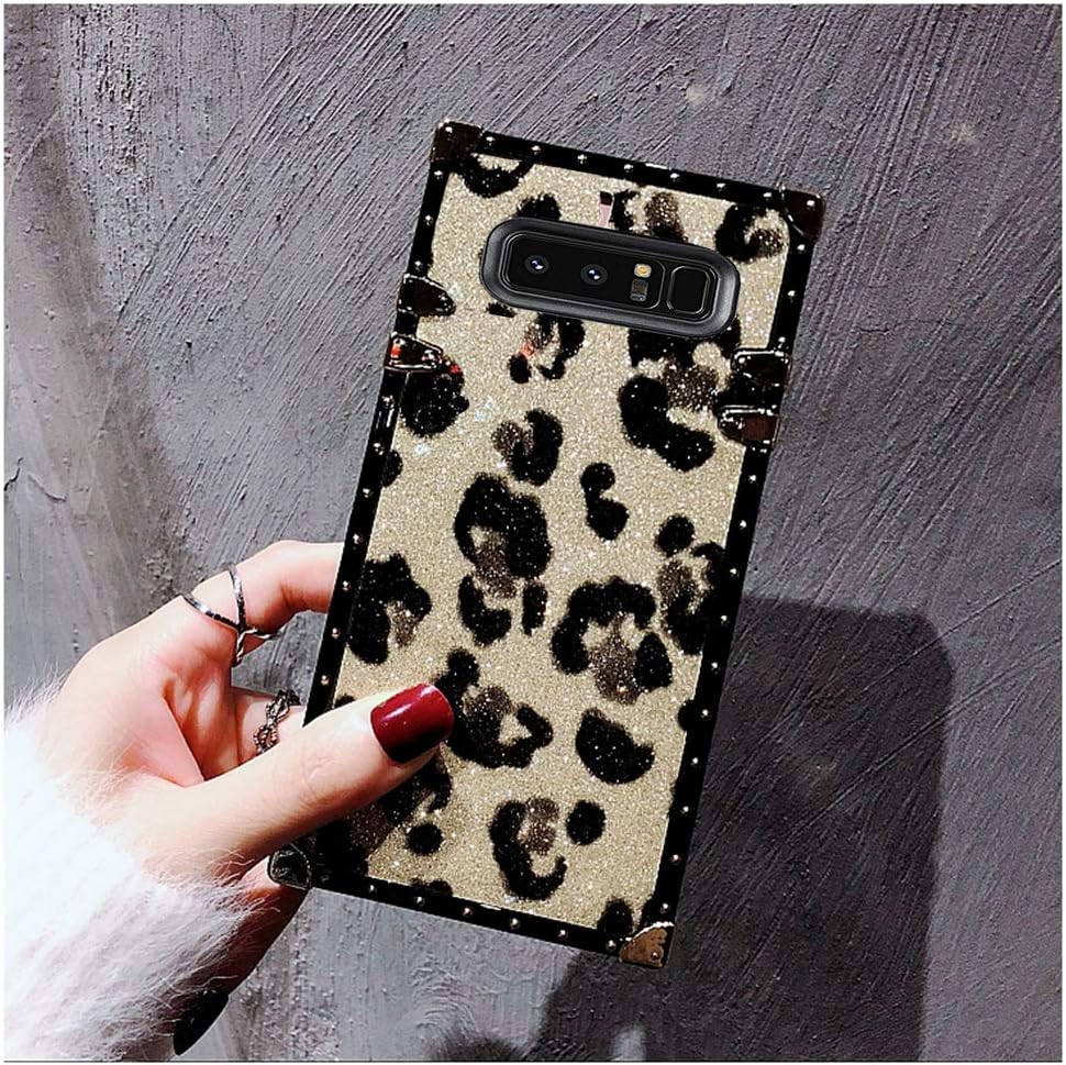 KAPADSON for Samsung Galaxy s10 Plus Newest Leopard Design TPU Gold Square Corner Back Case Flexible Cover with Holder - Gold 2
