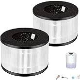 M01 Air Filter Replacement Only Compatible with mooka air filter replacement,hepa filter replacement for mooka air purifiers filters，3-Stage Filtration - 2-Pack with brush