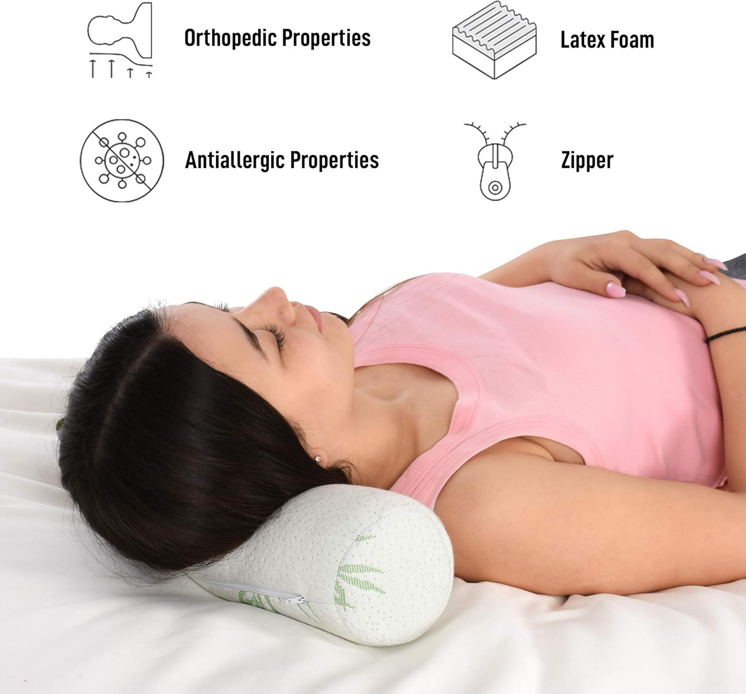 Healthex Cervical Neck roll Pillow Cylinder Round Cushion Bolster Support for Sleeping Memory Foam and Bamboo Cover - Breathable, Hypoallergenic and Comfortable -Supports Effectively, Alleviates Pain: Home & Kitchen