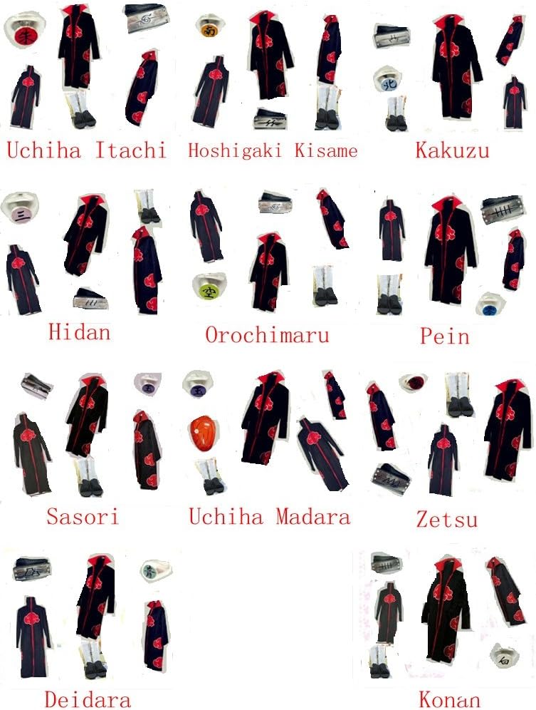 Naruto Akatsuki Cosplay Costume Zetsu Orochimaru Sasori Pein Konan Set Uniform