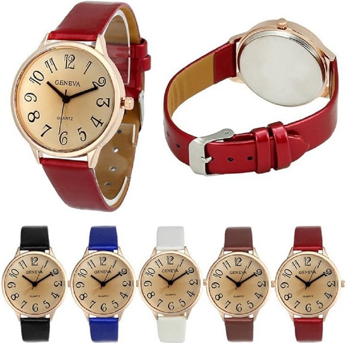 Geneva Women Big Dial Leather Brand Bracelet Wrist Watch