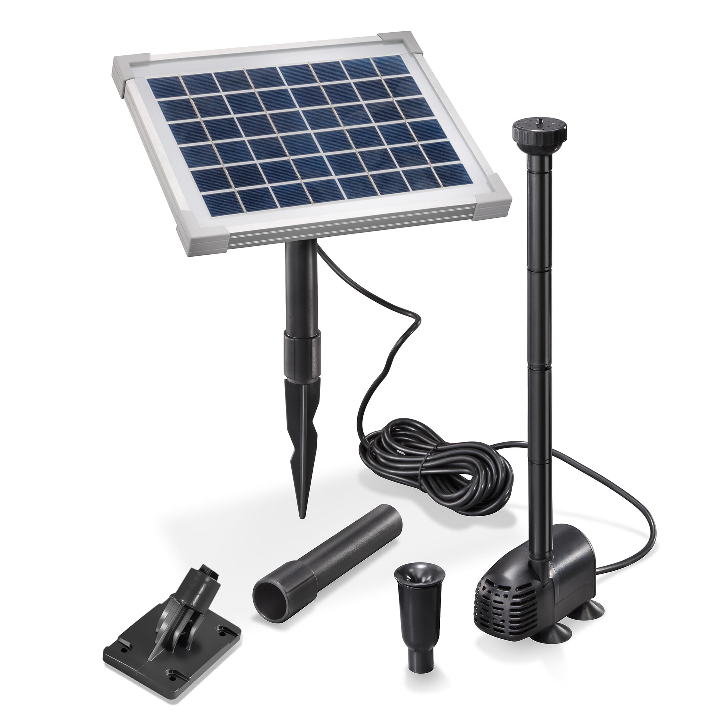 esotec Solar Pond Pump Fountain Pump Watersplash 5/470 Complete Set Solar Fountain for Outdoor Solar Module 5 W for Garden Pond Water Feature Direct Operation 0.9 m 470 l/h IP68 101012