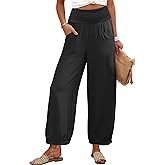 Caracilia Women Wide Leg Palazzo Pants 2026 Summer Casual High Waist Flowy Loose Boho Beach Vacation Lantern Pants