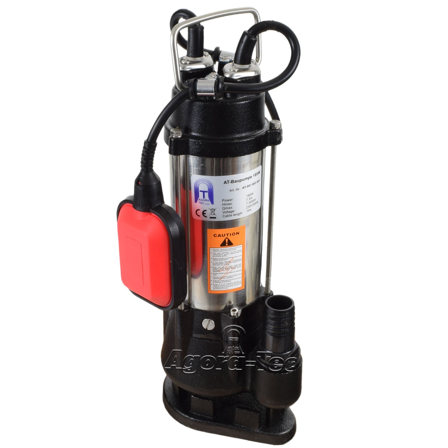 Agora Tec Baupumpe 180w Tauchpumpe Fur Schmutzwasser Abwasser Fur Fakalien Und Organische Feststoffe Mit Schwimmerschalter Und Max 0 75 Bar Und Max 7000l H Amazon De Alle Produkte