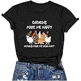 BAOKUAN Women's Letter Print Short Sleeves Casual Tops Funny Chicken Graphic T-Shirt