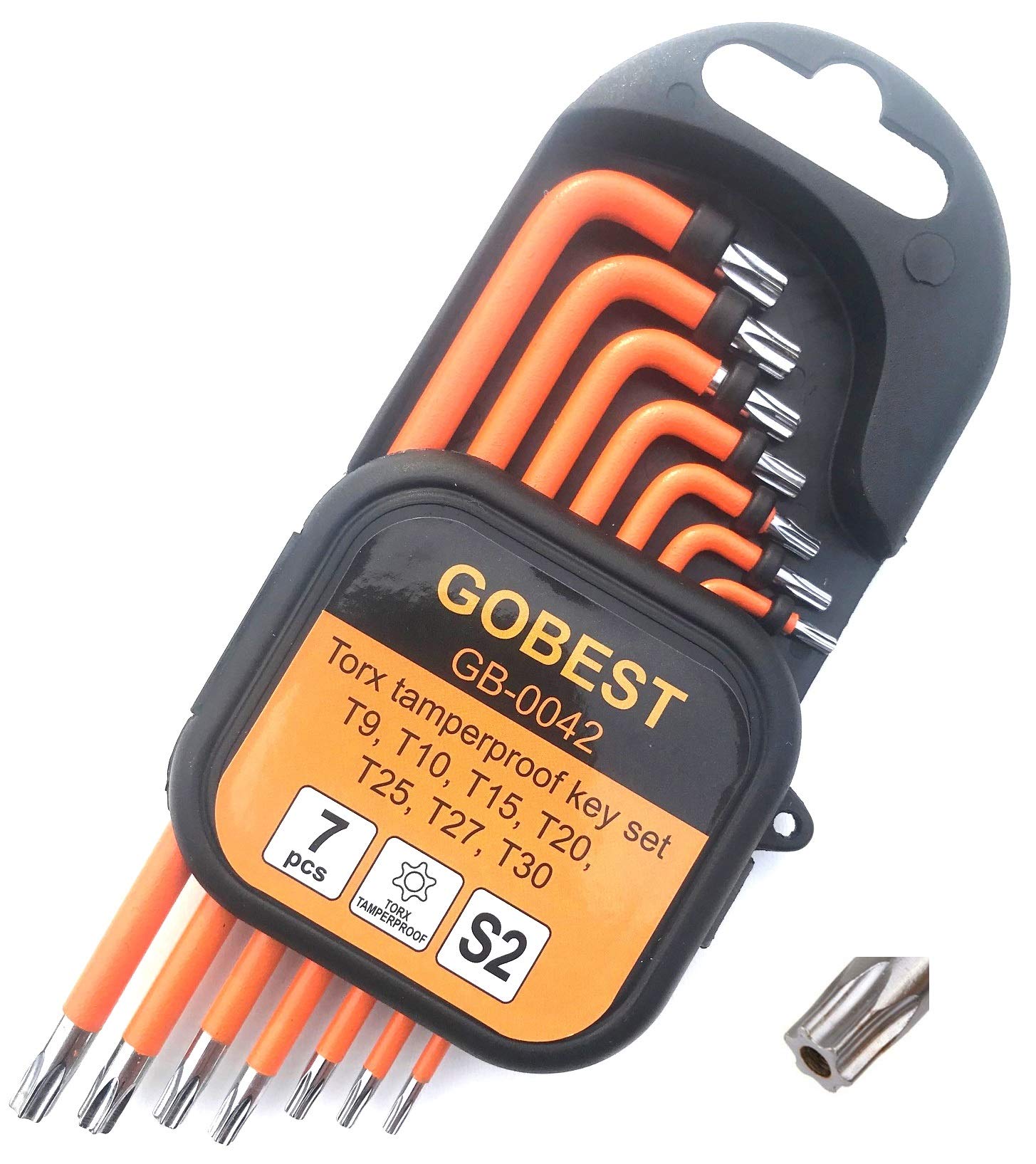 GOBEST Short torx Security Tamper Proof Key Set 7 pcs T9-T30 S2 Steel (GB-0042)