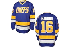 EETUG Hanson Brothers Hockey Jersey 16 Charlestown Chiefs 17 Jeff Slap Shot 18 Movie Hockey Jersey Blue White S-3XL