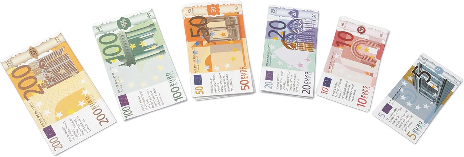 Learning Resources LSP1800EUR Euro 60 Note Euro Money Pack, Green/Blue/Brown/Purple, 1 cm x 10 cm x 16 cm