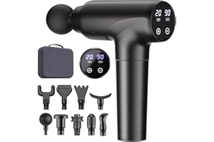 cotsoco Massage Gun Deep Tissue, Muscle Massage Gun with 9 Attachment Heads 20 Speeds & Silent Brushless Motor for Pain Relief, Handheld Percussion Back Massager Gun for Athletes (Black)