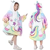 MIZZEO Kids Wearable Blanket Hoodie, Oversized Sherpa Wearable Blanket with Hood Pocket and Sleeves for Toddlers, Cute Hoodies 6-10 Year Old Girls Boys Youth Birthday Gifts
