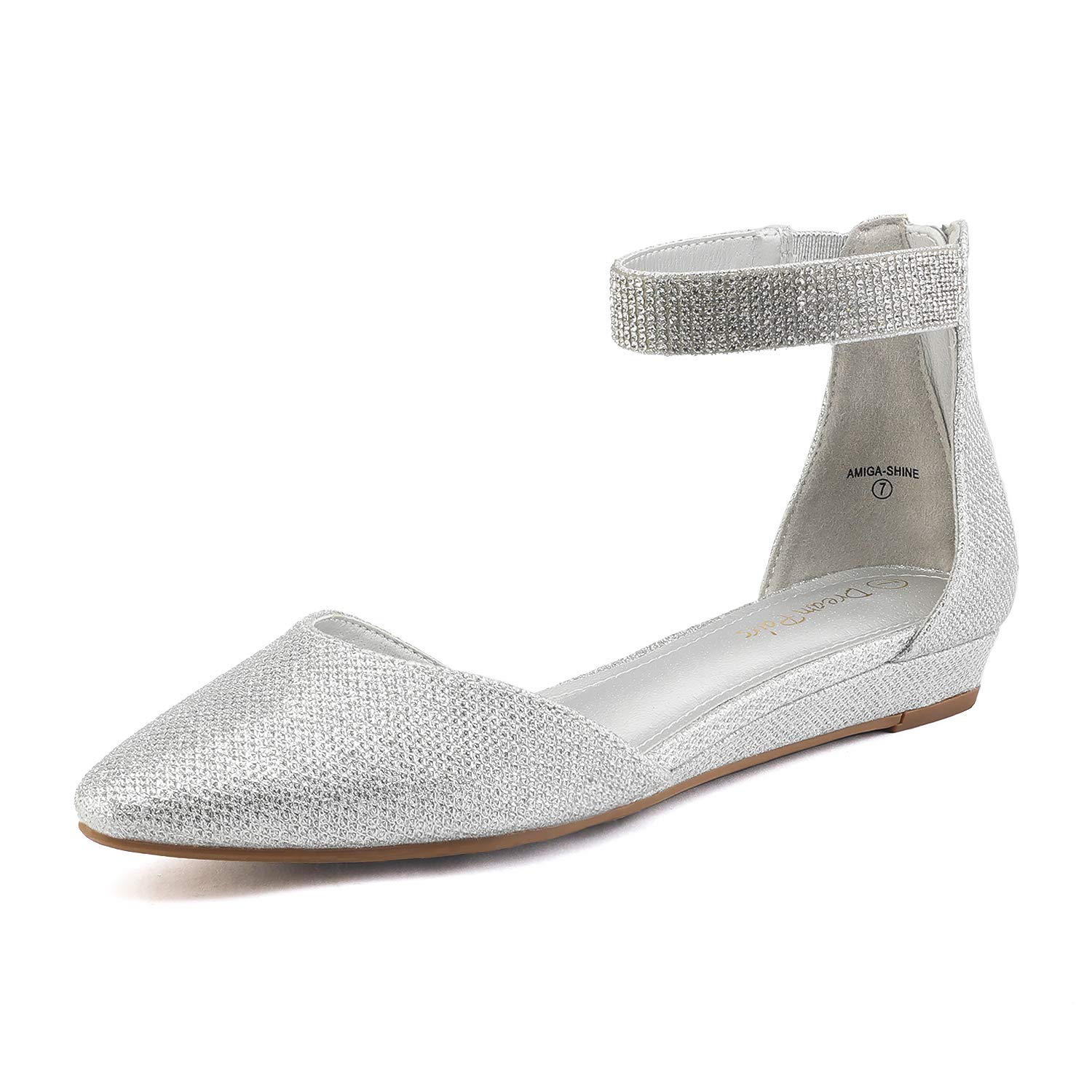DREAM PAIRS Women's Low Wedge Ankle Strap Flats Shoes