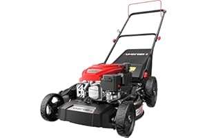 AMERISUN 21" Steel Deck Gas Lawn Mower, 3-in-1 Push Mower, 144cc 4-Stroke OHV Engine, 6 Height Adjustment, 1.4 Bushel Grass Catcher with Bagging, Mulching & Side Discharge Efficient for Yard Garden