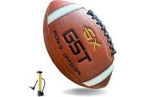 GX Official Size 9 American Football – 2000 Series, Premium GST Leather, Pro Grip, Game & Training Ball for High School & College