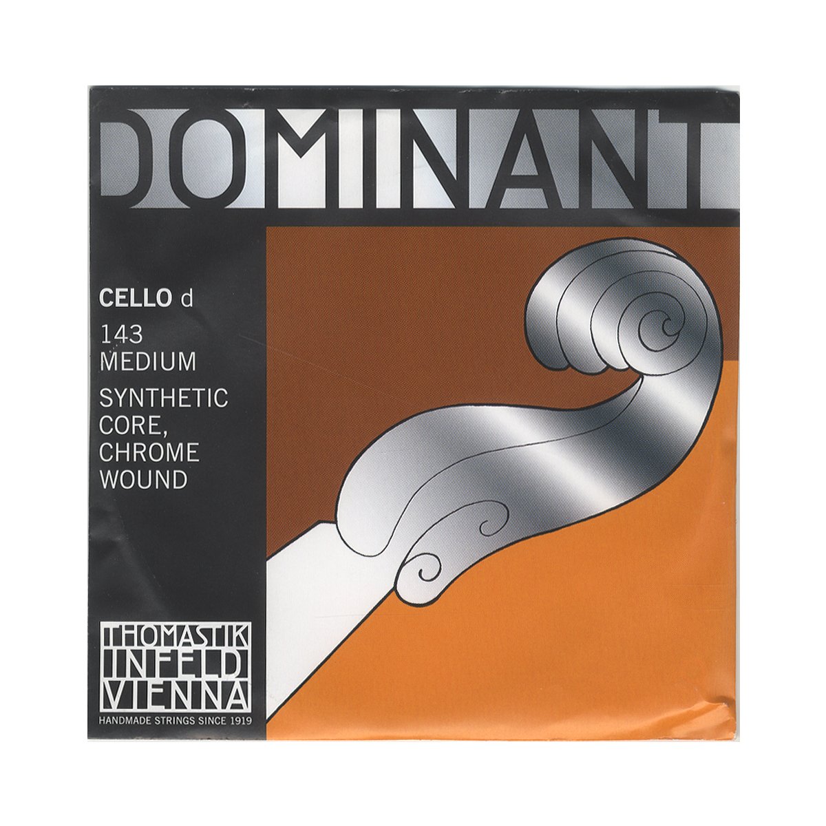 Thomastik single string for cello 4/4 Dominant - D string nylon core, chrome wound, medium