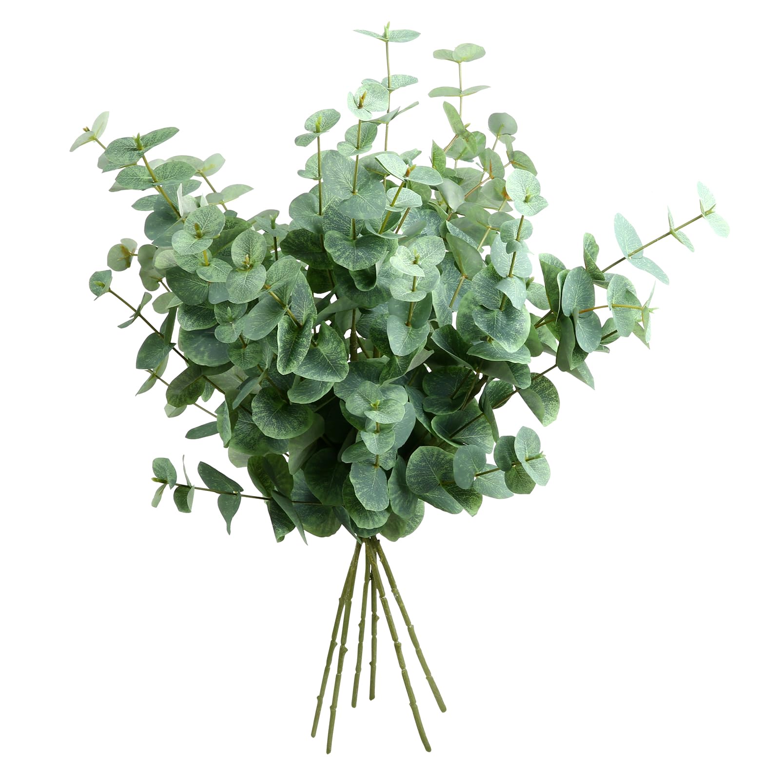 Tuocal 6 Pcs Artificial Eucalyptus Stems Leaves, Fake Silk Eucalyptus Branches Artificial Plants Faux Greenery for Flower Arrangement Home Wedding Party Table Centerpiece Decoration, Spring Green