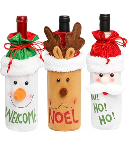 Bolsas De Regalo De Vino De Arpillera De Navidad, 12 Pi... | Cuotas Sin Interés
