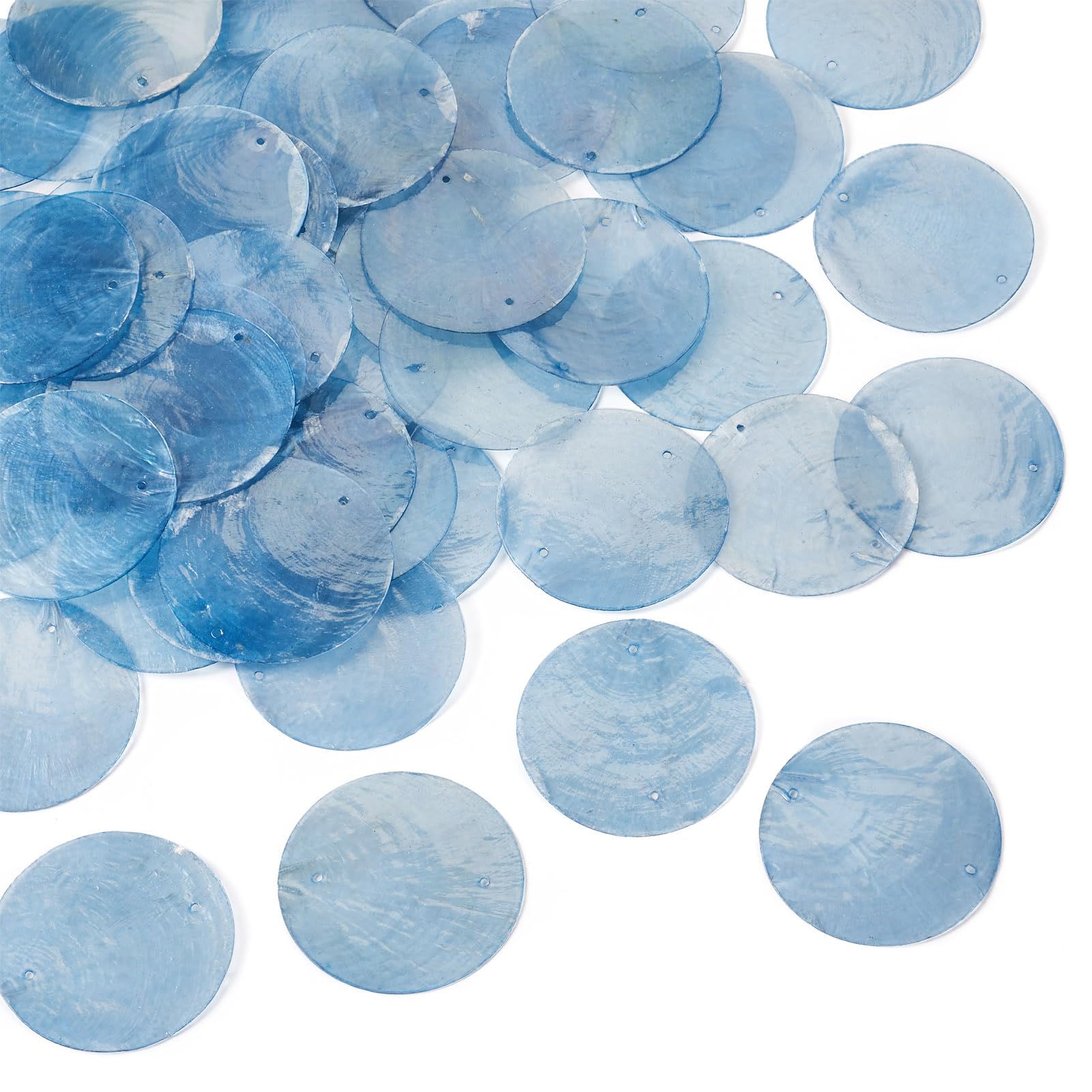 Photo 1 of 50 Pcs Round Capiz Shells Pieces Natural Shells Charms 2 Holes Shell Coin Beads for Wind Chimes Door Curtain Ceiling Light Crafts Jewelry Making DIY Crafts, 5x5cm
