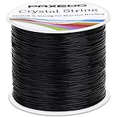 Paxcoo Stretchy String for Bracelets, 0.5mm Black Elastic String Bracelet Cord Jewelry Bead Thread for Bracelets, Necklaces, Beading and Jewelry Making