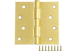 Design House 181636 Square Corner Steel Hardware Hinges for Interior Doors, 4 x 4, Satin Brass, 3 Pack