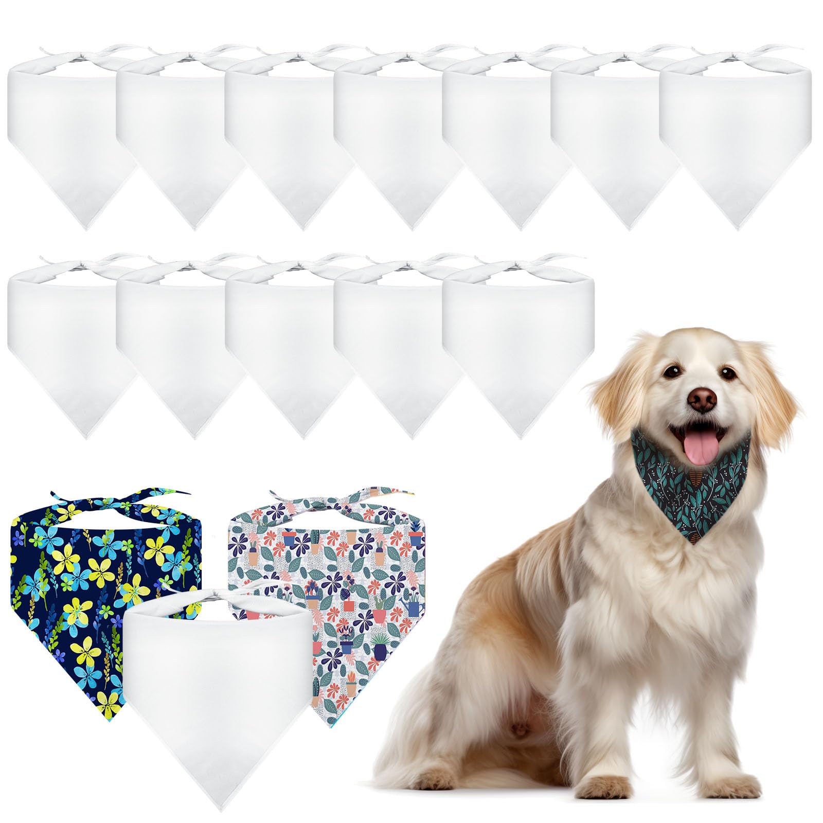 Photo 1 of 30 PCS Sublimation Blank Dog Bandana,DIY Custom Holiday Dog Scarf, Sublimation pet Triangle bib Handkerchief Accessories Tags Blanks Bulk