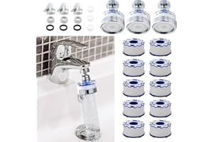 BREADEEP 13 Pcs Sink Water Filter Faucet Set, Universal 360 ° Rotating Bathroom Faucet Filter, Kitchen Faucet Water Purifier Removes Chlorine Fluoride Hard Water for Home Kitchen & Bathroom