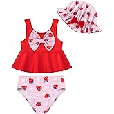 Redair Toddler Girl Swimsuit Baby Bikini Bathing Suit Ruffle Swimwear with Hat Pool Beach for 18Months-6T