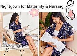 Ekouaer Nightgowns for Women Button Down Sleepshirt