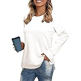 Glamaker Womens Long Sleeve Sweatshirt Casual Crewneck Sweatshirts Loose Fit Pullover Tops