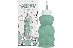 Legendairy Milk Honey Bear Straw Cup Silicone for Babies (Green), 8 oz. Dishwasher Safe, Food Grade Silicone, Honeybear Sippy Cup for Ages 4+ Months