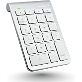 Macally Bluetooth Number Pad for Laptop - Wireless Numeric Keypad - 22 Key Numeric Keypad for Data Entry, Numpad Compatible with Mac, iMac, MacBook, iPad, iPhone, iOS, Laptop, PC, Android - Silver