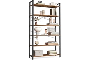 VASAGLE 6-Tier Bookshelf, Bookcase with Steel Frame, Book Shelf for Living Room, Home Office, Study, 30 x 80 x 186 cm, Indust
