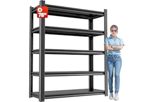 OLLRRACT Heavy Duty Metal Storage Shelf, 5 Tier Industrial Shelving Unit - Garage Shelving, Utility Shelf, Metal Storage Rack Shelving, Durable Garage Shelf Organizer 18" D x48 W x78 H