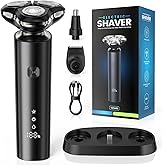 Electric Razor for Men, 2025 Magnetic Electric Shavers, IPX7 Waterproof Wet/Dry Mens Shaver, Smart LED Display & All-in-One Charging Base with Trimmers