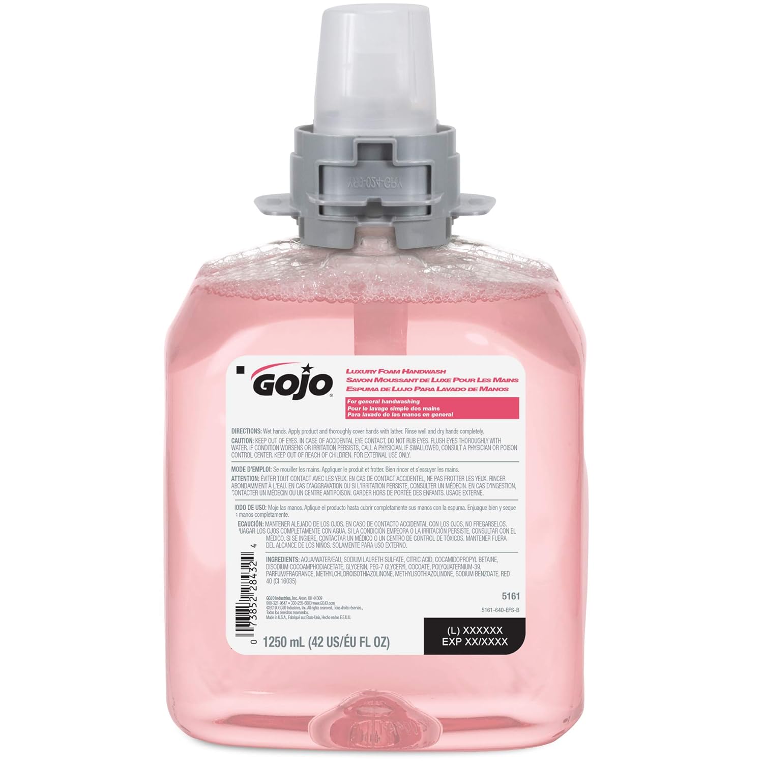 Gojo FMX-12 Luxury Foam Handwash, Cranberry Scent, EcoLogo Certified, 1250 mL Foam Soap Refill for Gojo FMX-12 Push-Style Dispenser (Pack of 4) â€“ 5161-04: Industrial & Scientific