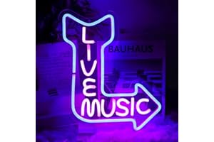 CKTBLEY Live Music Neon Signs for Wall Decor Music LED Word Light Sign Pink Neon Light Blue Neon Light Up Letters Sign for Bedroom Music Studio Rec Room Game Party Decor