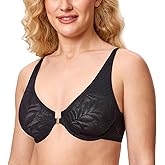 AISILIN Women's Front Closure Bras Plus Size Unlined Soft Lace Plunge Underwire