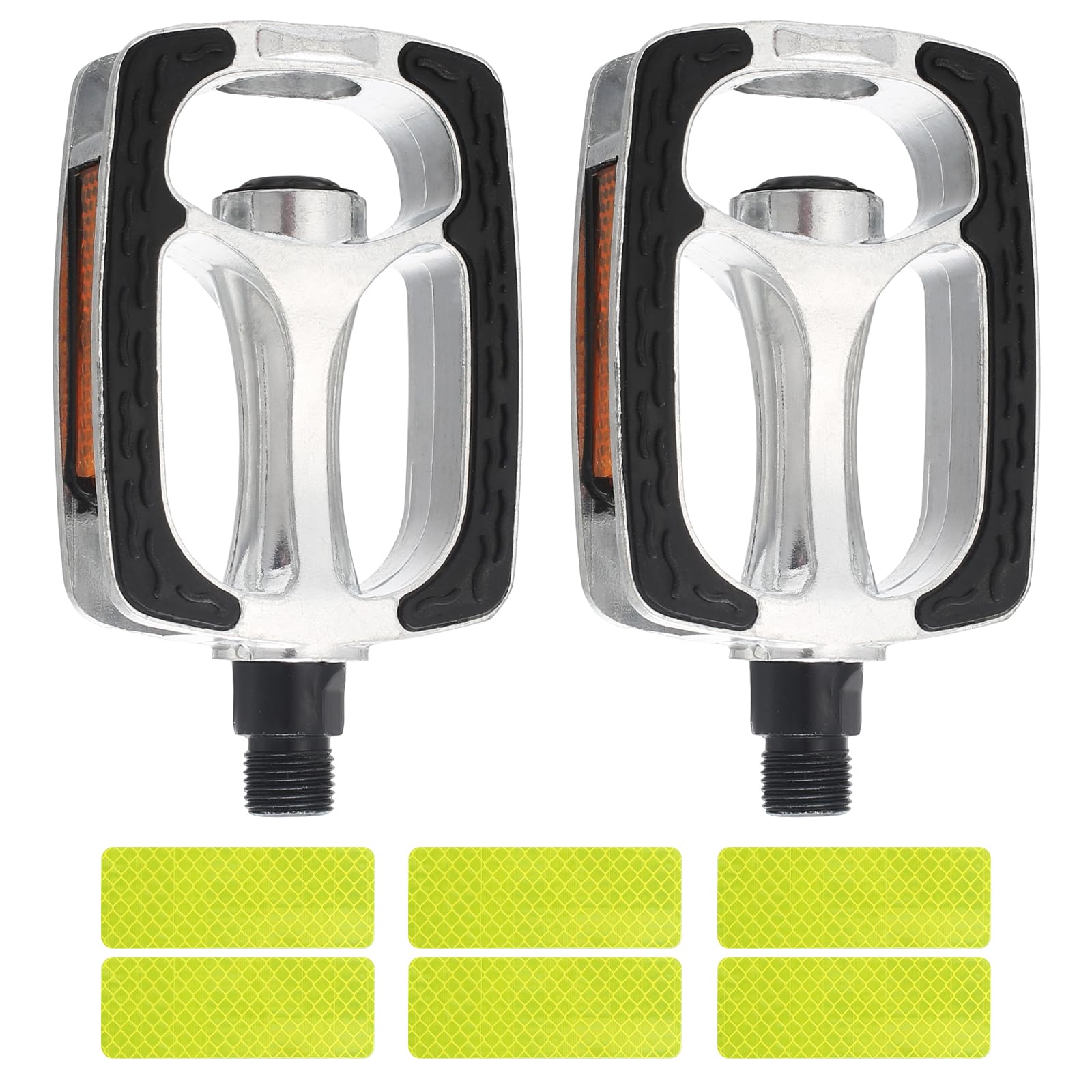 1 Pair City Trekking Bicycle Pedals, Classic Bicycle Platform Pedals, Non-Slip Pedals with Reflectors, Anti-Dust Pedals Bicycle with Reflective Stickers, Aluminum Alloy Bicycle Pedals for BMX MTB Bike