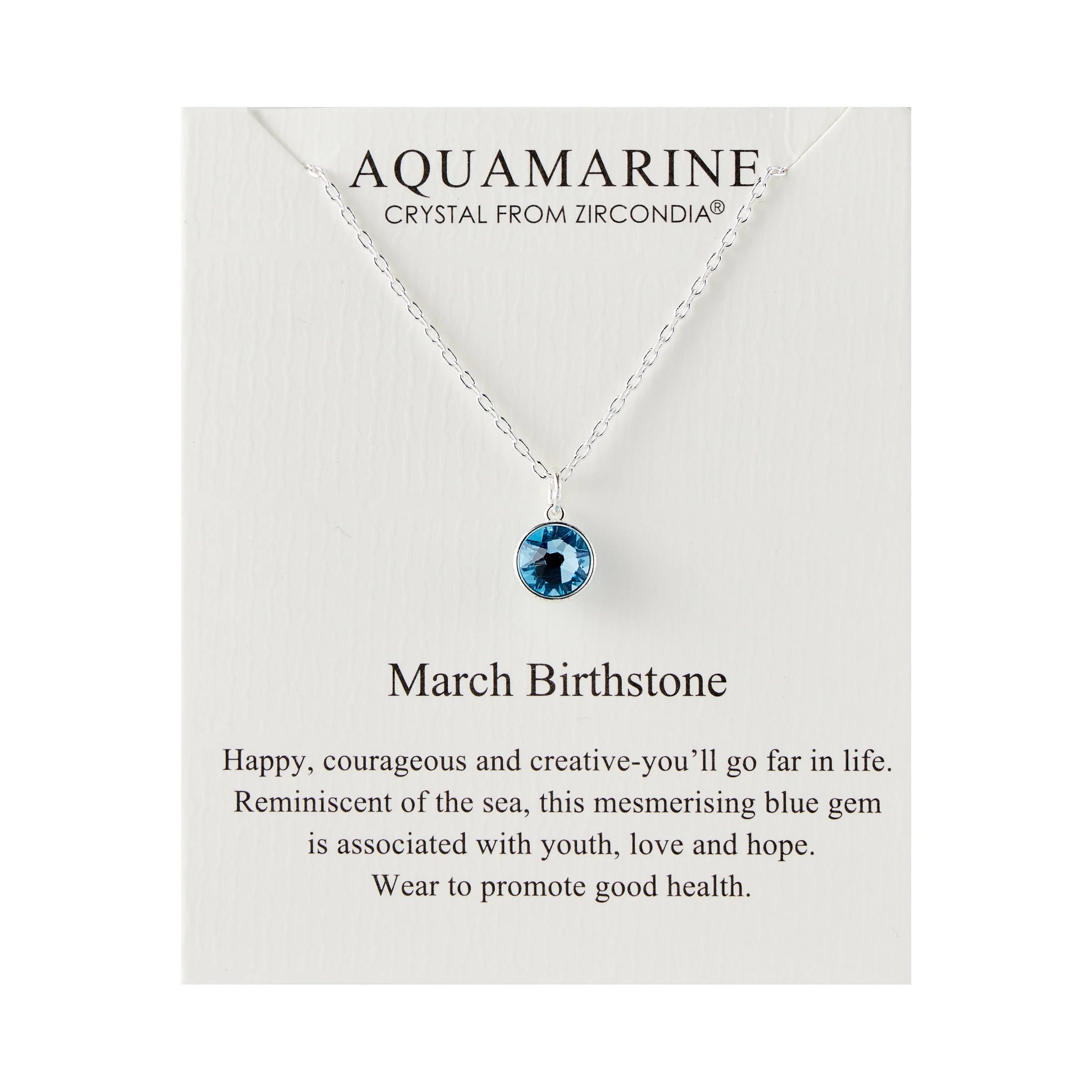 Philip Jones March (Aquamarine) Birthstone Necklace Created with Zircondia® Crystals